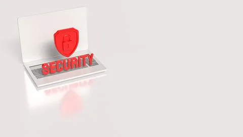 Laptop Security Shield For Digital Data Protection 3d render.. Illustration