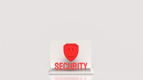 Laptop Security Shield For Digital Data Protection 3d render.. 库存插图