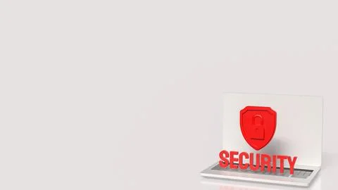 Laptop Security Shield For Digital Data Protection 3d render.. Stock Illustration