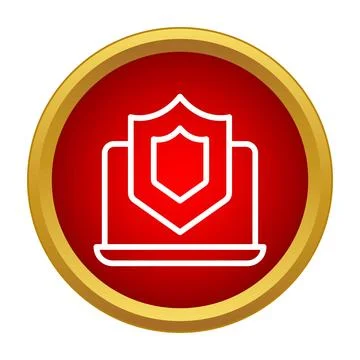 Laptop security shield protecting data and privacy online Illustrazione stock