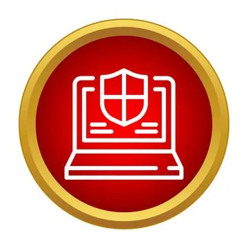 Laptop security shield protecting data privacy icon Stock-Illustration