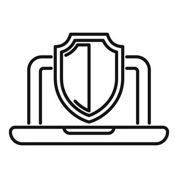Laptop security shield protecting from virus and malware 스톡 일러스트