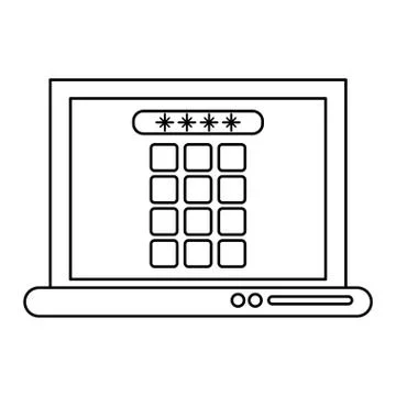 Laptop security system technology outline Stockillustratie