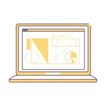 Laptop semi flat color vector element 库存插图