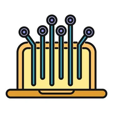Laptop sending digital data signal abstract icon 스톡 일러스트
