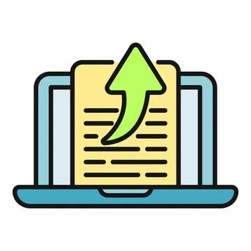 Laptop sending digital document file to cloud storage Stock Illustration