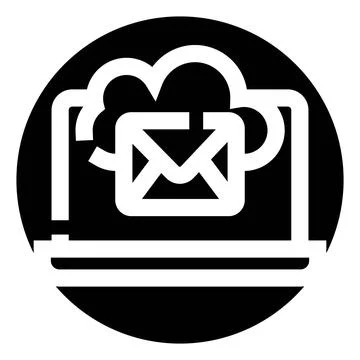 Laptop sending email to cloud storage network Illustrazione stock