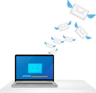 Laptop Sending Email Stock Illustration