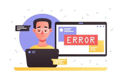 Laptop with service error Stock Illustration