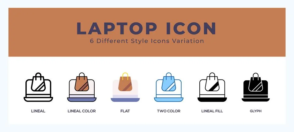 Laptop set of vector icon. For web. and mobile app Stock-Illustration