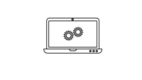 Laptop setting analysis 4k animation in laptop Stock Footage 258432092