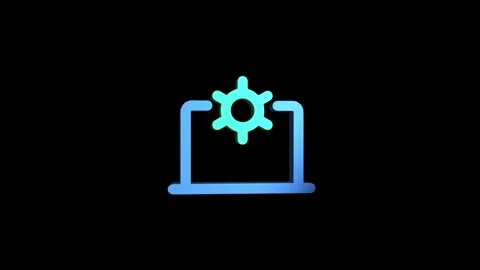 Laptop settings 3D rendering rotating gear mechanism wheel for teamwork suc.. Stock Footage 313465678