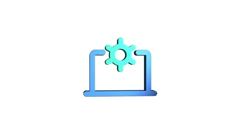 Laptop settings 3D rendering rotating gear mechanism wheel for teamwork suc.. Stock Footage 313465679