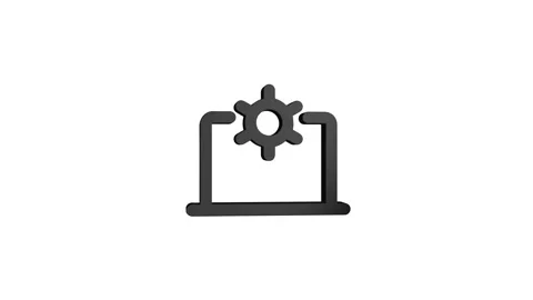 Laptop settings 3D rendering rotating gear mechanism wheel for teamwork suc.. Stock Footage 313465683