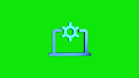 Laptop settings 3D rendering rotating gear mechanism wheel for teamwork suc.. Stock Footage 313465684