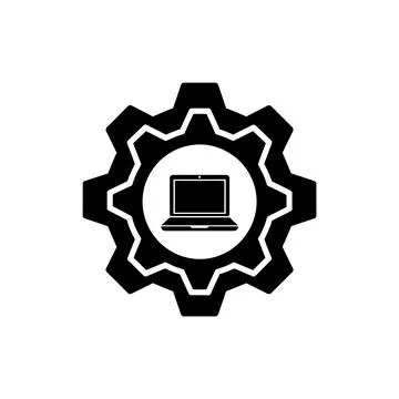 Laptop Settings and Workflow Gear Icon Illustrazione stock