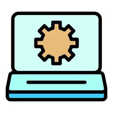Laptop settings icon vector flat Stock Illustration