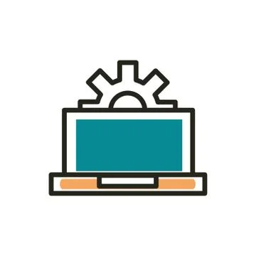 Laptop settings web development icon line and fill 스톡 일러스트