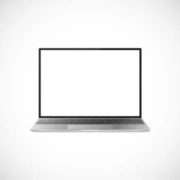 Laptop with shadow isolated on white background. Laptop design with black dis Stock Illustration