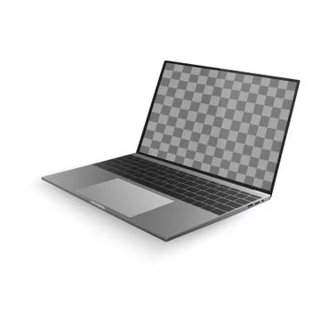 Laptop with shadow isolated on white background. Laptop design with black dis Stock Illustration