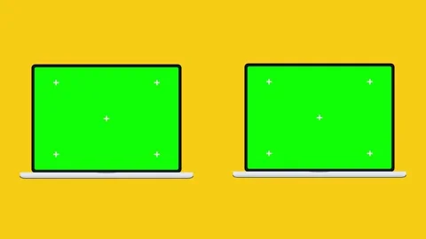 Laptop Shaking Animation with Green Screen on Yellow Background Vídeo Stock 334737233