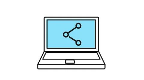 Laptop with share icon on screen イラスト素材