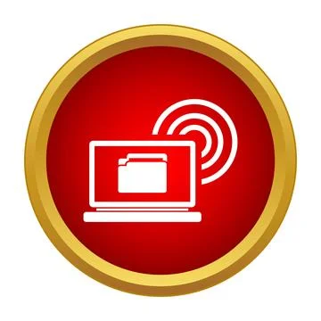 Laptop sharing data wirelessly receiving folder content Stockillustratie