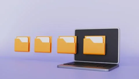 Laptop with sharing folder icon, technology and efficiency of data storage 库存插图