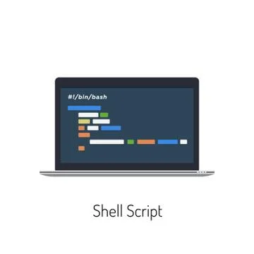 Laptop With Shell Script Stock Illustration