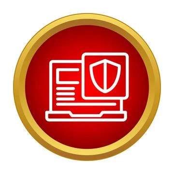 Laptop with shield protecting data and privacy Stock Illustration