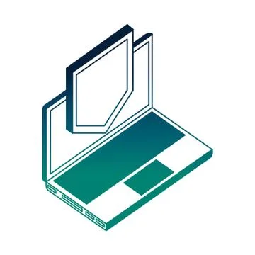 Laptop shield protection security network data Illustrazione stock