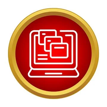 Laptop showcasing multiple browser windows icon concept 库存插图