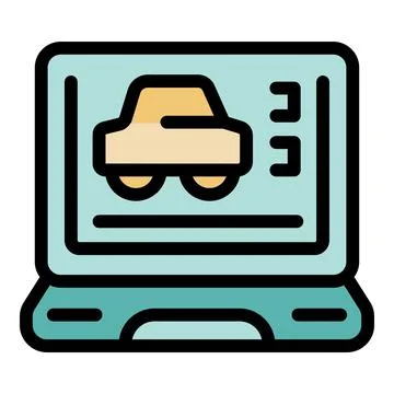 Laptop showing car design software with engineering options Stock Illustration