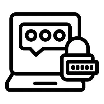 Laptop showing chat bubble with password protected secure messaging Stock Illustration