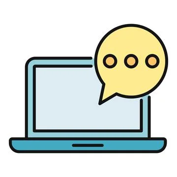 Laptop showing chat message bubble icon communication イラスト素材