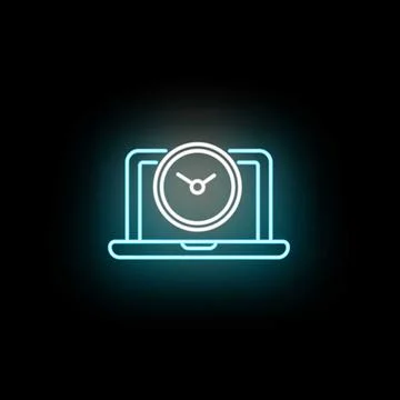 Laptop showing clock icon for time management concept Illustrazione stock