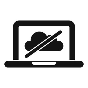 Laptop showing cloud computing disconnection icon Stock Illustration
