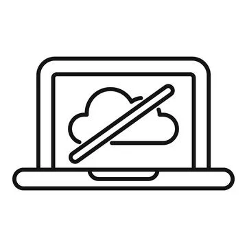 Laptop showing cloud computing disconnection symbol icon Illustrazione stock