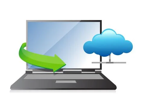 Laptop showing a cloud as concept of cloud computing graphic design 스톡 일러스트