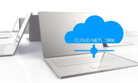 Laptop showing a cloud as concept of cloud computing Stock Illustration