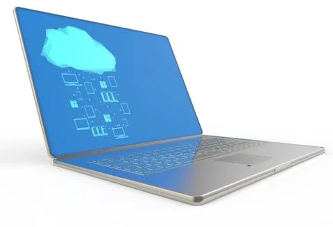 Laptop showing a cloud as concept of cloud computing Stock Illustration