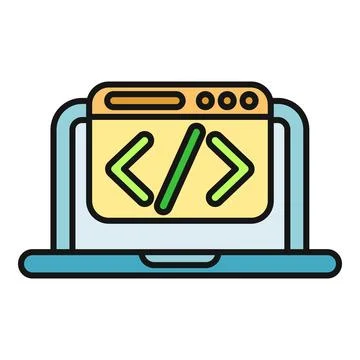 Laptop showing coding brackets for web development concept 스톡 일러스트