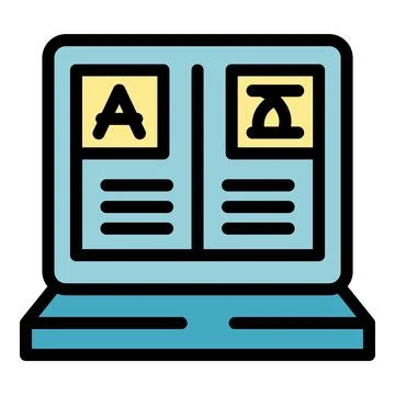 Laptop showing comparison between two different font types Stock Illustration