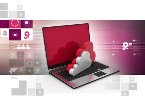 Laptop showing concept of cloud computing. Stock Illustration