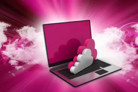 Laptop showing concept of cloud computing. Stock Illustration