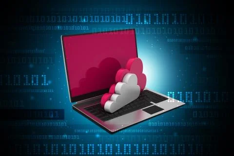 Laptop showing concept of cloud computing. Stock Illustration