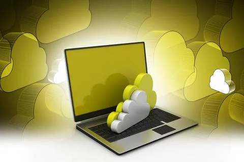 Laptop showing concept of cloud computing. laptop showing concept of cloud... 写真素材