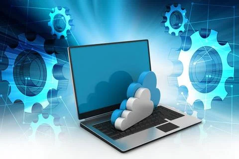 Laptop showing concept of cloud computing. laptop showing concept of cloud... 写真素材