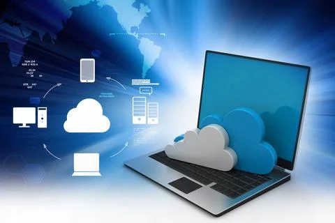 Laptop showing concept of cloud computing. laptop showing concept of cloud... Stock Photos