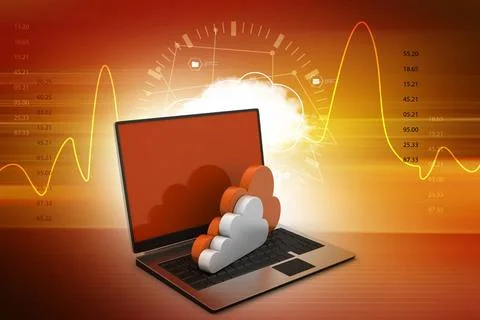 Laptop showing concept of cloud computing. laptop showing concept of cloud... Stock Photos